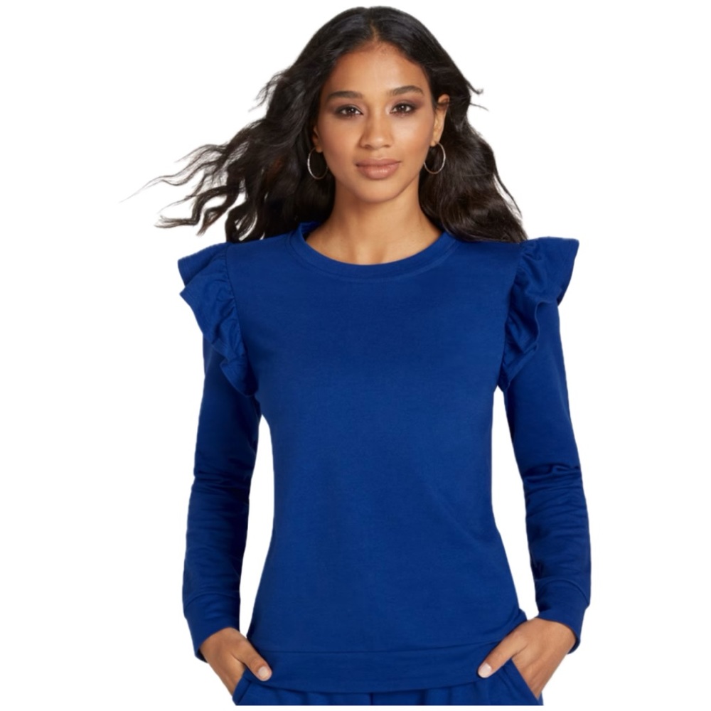NWT NY&Co Women’s French Terry Ruffle Pullover